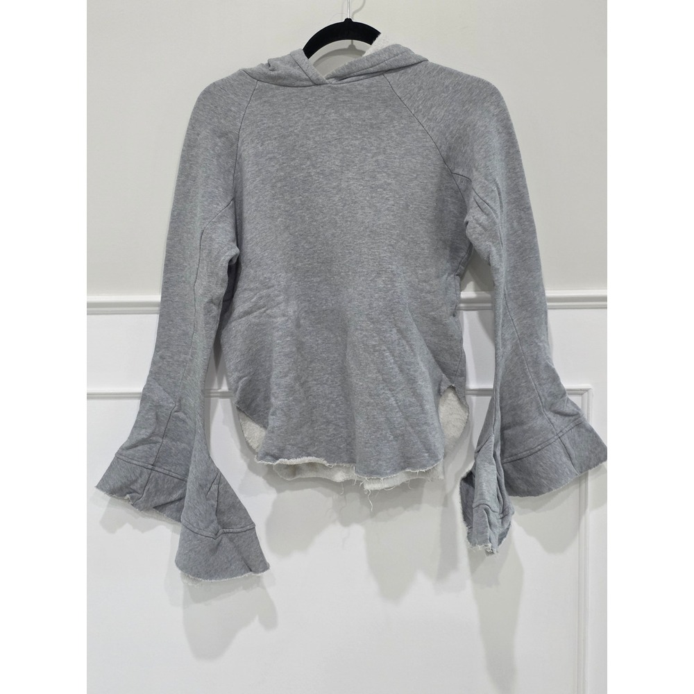 Maggie Marilyn Gray Organic Cotton Bell Sleeve Raw Hem Hoodie‎ XS Heather Gray